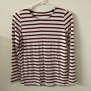 Small burgundy striped long sleeve tee